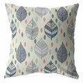 Palacedesigns 16 in. Dark Green Cream & Gray Leaves Indoor & Outdoor Throw Pillow PA3089582